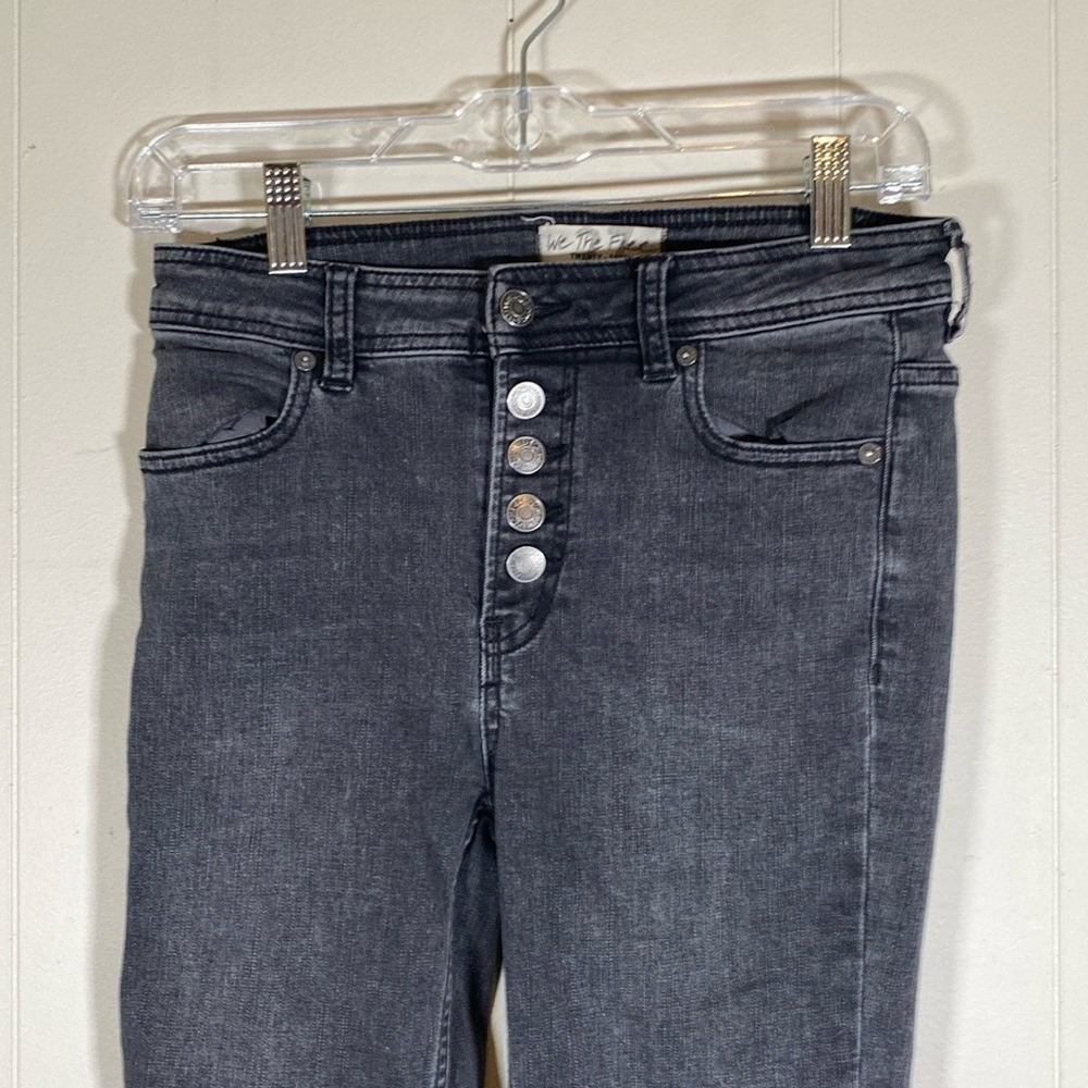 We The Free Jeans Womens 27 Black Denim Boot Cut Flare Button Fly Pants - Picture 3 of 13